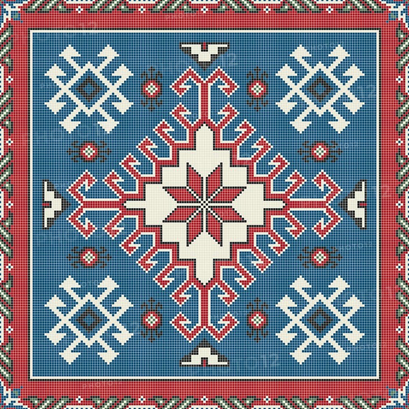 Traditional Georgian folk art embroidery vector pattern