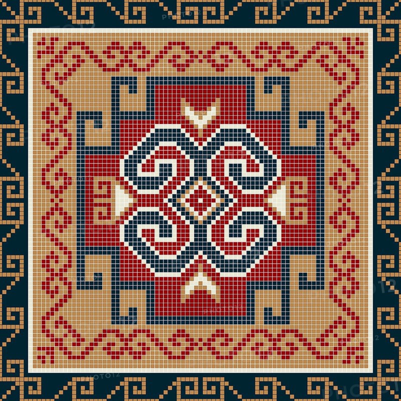 Traditional Georgian folk art embroidery vector pattern