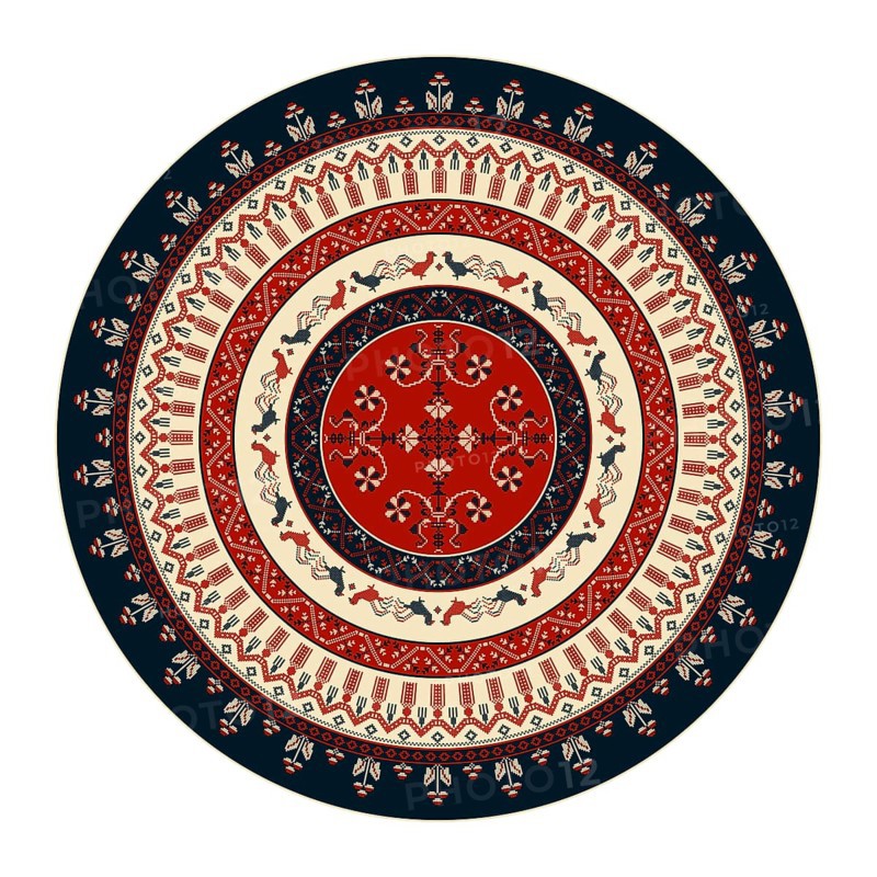 Traditional Polish embroidery round symbol, vector template. Isolated objects over white background