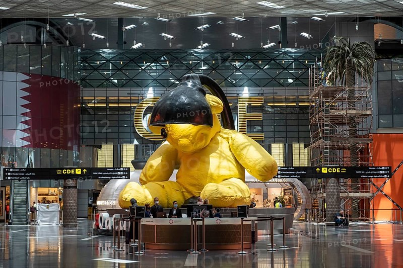 Sculpture Lamp Bear by urs fisherman, Duty free area, Hamad international airport, Doha, Qatar, Qatar, Asia