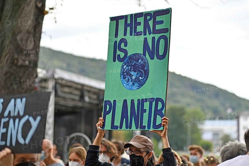 Heidelberg, Germany, 24th September 2021: Protest sign saying `'There is no Planet B' at Global Climate Strike demonstration, Europe
