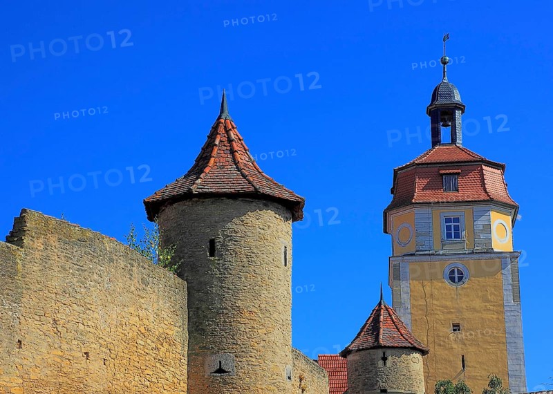 Part of the old town wall and towers, Mainbernheim, Lower Franconia, Germany, Europe