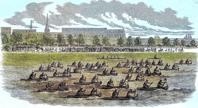 Great Regatta of Madras, Canoes, 1869, India, Historic, digitally restored reproduction of a 19th century original, exact original date unknown, Asia