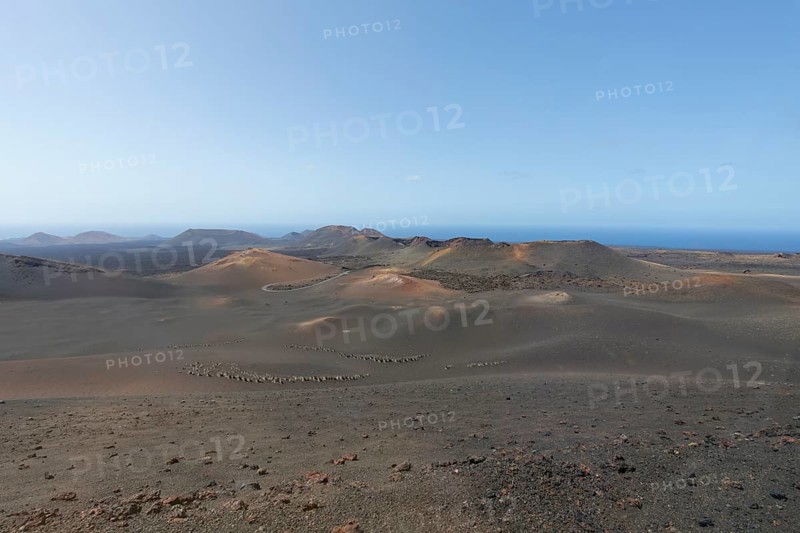 Volcanic landscape in Timanfaya National Park, Lanzarote, Canary Islands, Spain, Europe