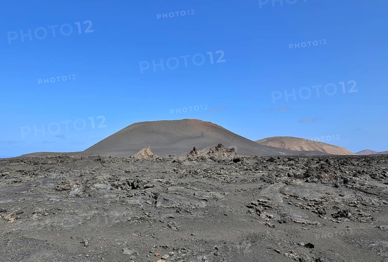 Mountain range with volcanoes in Timanfaya National Park, Lanzarote, Canary Islands, Spain, Europe