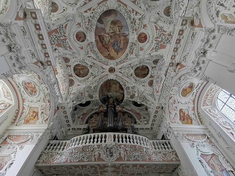Interior of the collegiate church of Speinshart Monastery, abbey of the Premonstratensian Order, Neustadt an der Waldnaab district, Upper Palatinate, Bavaria, Germany, Europe