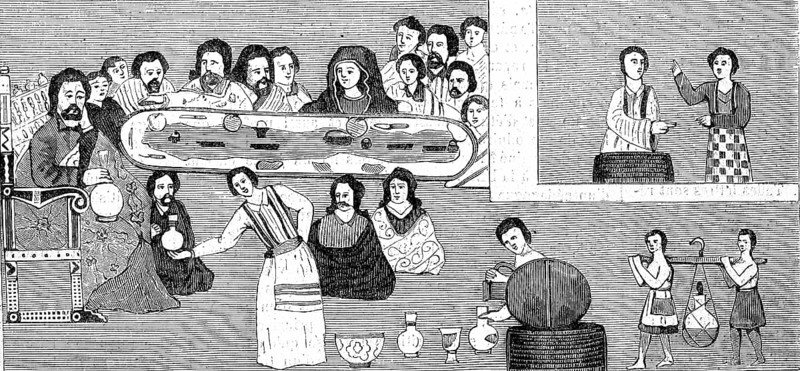 Abyssinia, the Wedding of Cana, Cana, fresco from the church of Towari, 1869, today Ethiopia, Historic, digitally restored reproduction of an original 19th century original, exact original date unknown