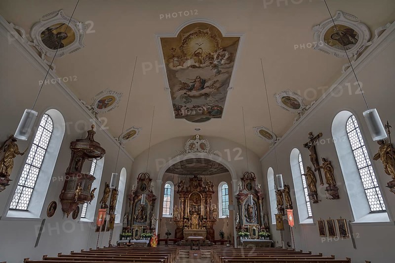 Interior of the Parish Church of St. Verena, Fischen, Allgäu, Bavaria, Germany, Europe
