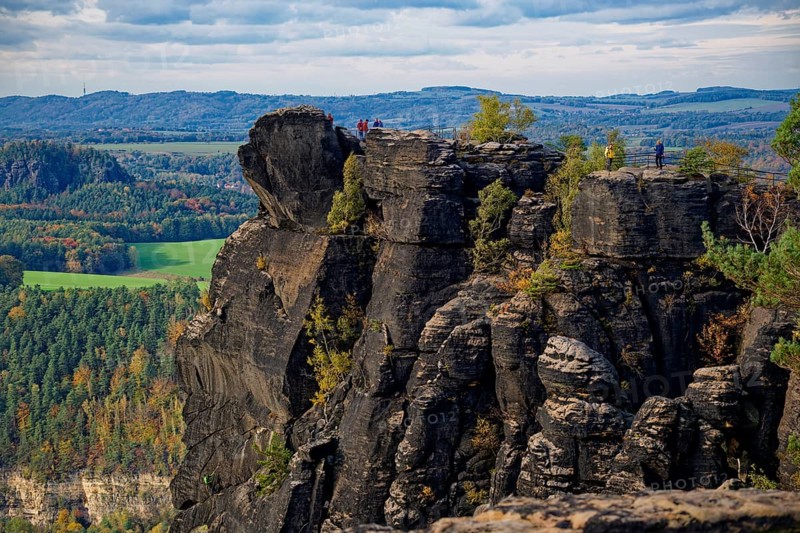 Viewing platform on the Lilienstein, Saxon Switzerland, Elbe Sandstone Mountains, Saxony, Germany, Europe
