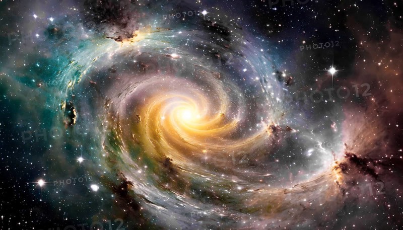 Astronomy, a spiral galaxy, also spiral nebula, in the Milky Way in space, AI generated