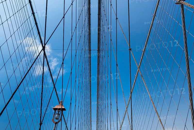 Brooklyn Bridge, historic, history, construction, net, mesh, wire ropes, connection, architecture, New York City, USA, North America