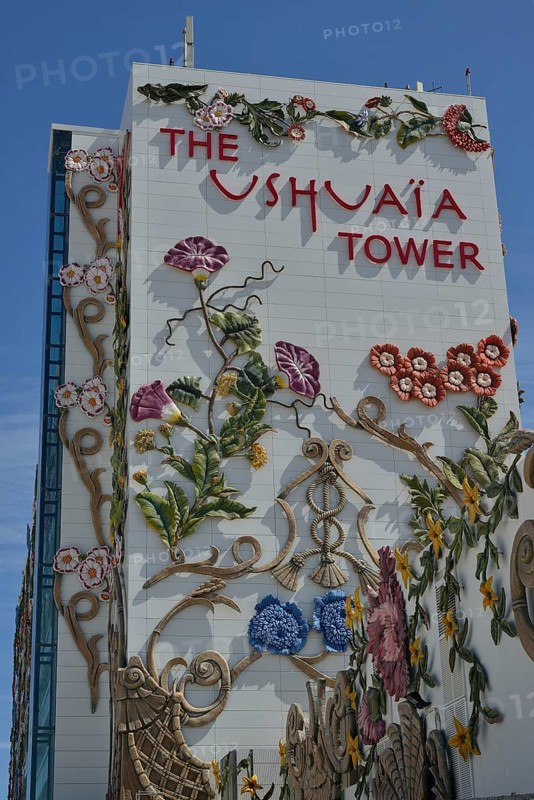 Ushuaia Tower of the Ushuaia Beach Club, Playa d'en Bossa, Ibiza, Balearic Islands, Spain, Europe