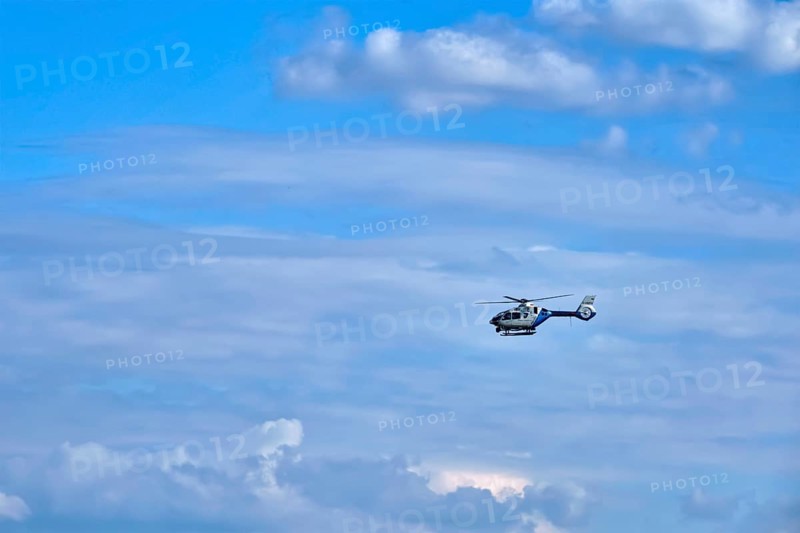 MUNICH, GERMANY, JULY 08, 2018:Police helicopter in the sky