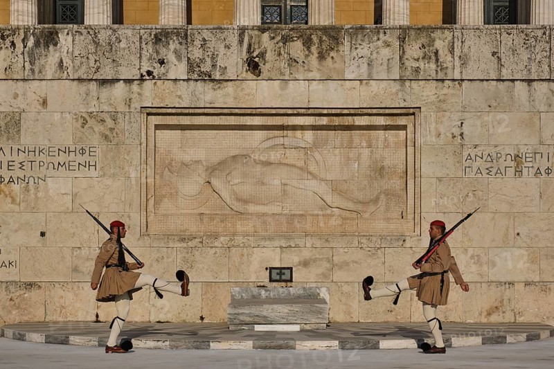 ATHENS, GREECE, MAY 20, 2010: Changing of the presidential guard Evzones in front of the Monument of the Unknown Soldier near Greek Parliament, Syntagma square, Athenes, Greece, Europe