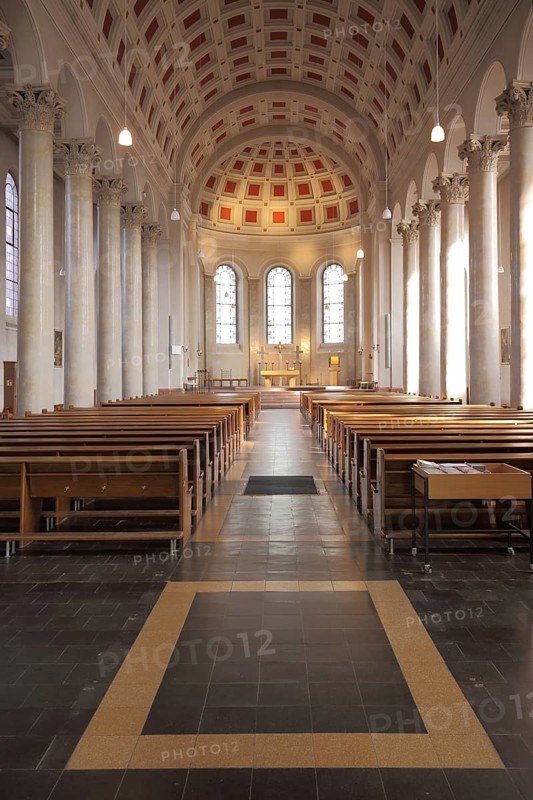Interior view of classicist St. George's Church in Bensheim, Hesse, Germany, Europe