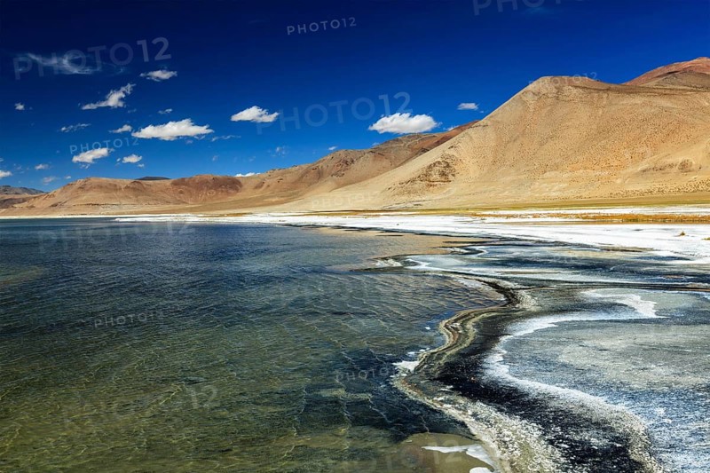 Tso Kar, fluctuating salt lake in Himalayas. Rapshu, Ladakh, Jammu and Kashmir, India, Asia