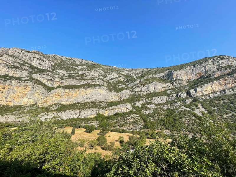 Wild mountain landscape northeast of Podgorica on the train line from Sutomore to Belgrade, Montenegro, Europe