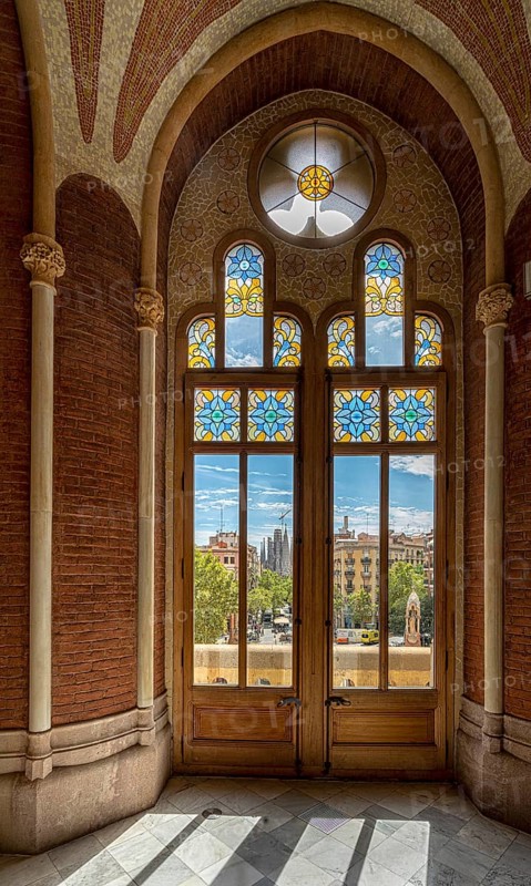 Interior view of the hall and corridors in the main building in the Hospital de la Santa Creu i Sant Pau by architect Lluís Domènech i Montaner, Barcelona, Catalonia