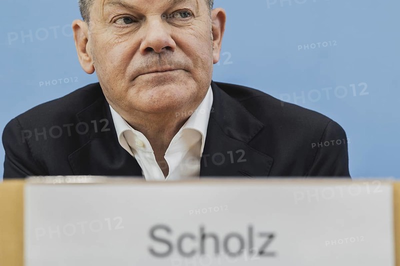 Olaf Scholz (SPD), Federal Chancellor, recorded at a federal press conference on current domestic and foreign policy issues Berlin, 14.07.2023., Berlin, Germany, Europe