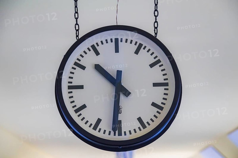 Saxon Monorail Museum Chemnitz, signal box of the cable pay-off system with railway clock
