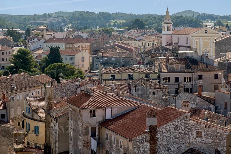 Old town centre with the church Gospa od Angela (Mary of the Angels), Porec, Istria, Croatia, Europe