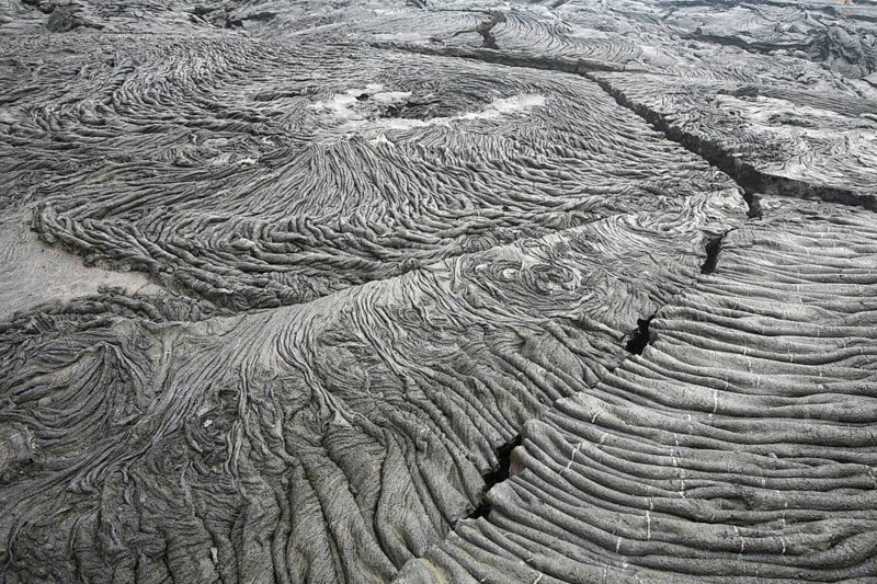 Pattern in solidified lava flow at Bahia Sullivan, Sullivan Bay on Santiago Island, San Salvador Island, Galápagos Islands, Ecuador, Latin America, South America