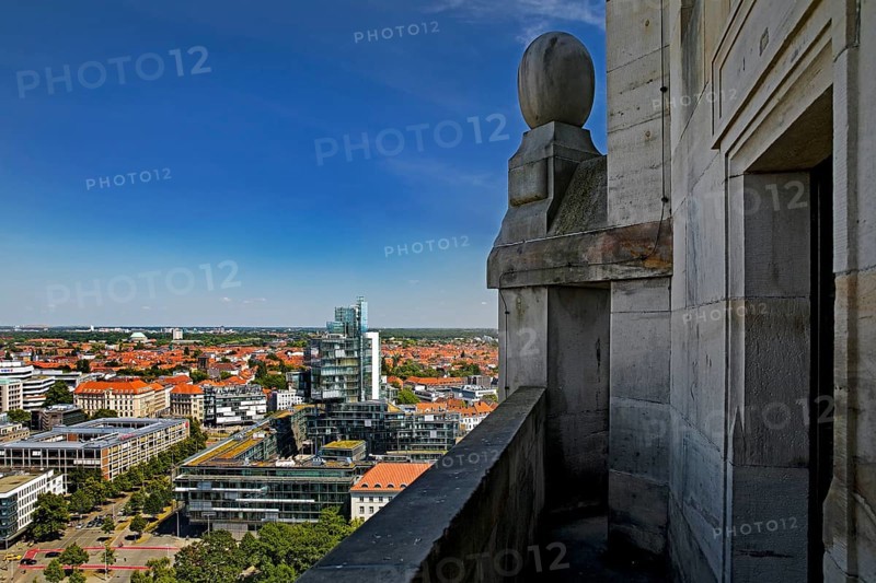 View of the administrative building of the Norddeutsche Landesbank, Hanover, Lower Saxony, Germany, from the town hall tower, Europe