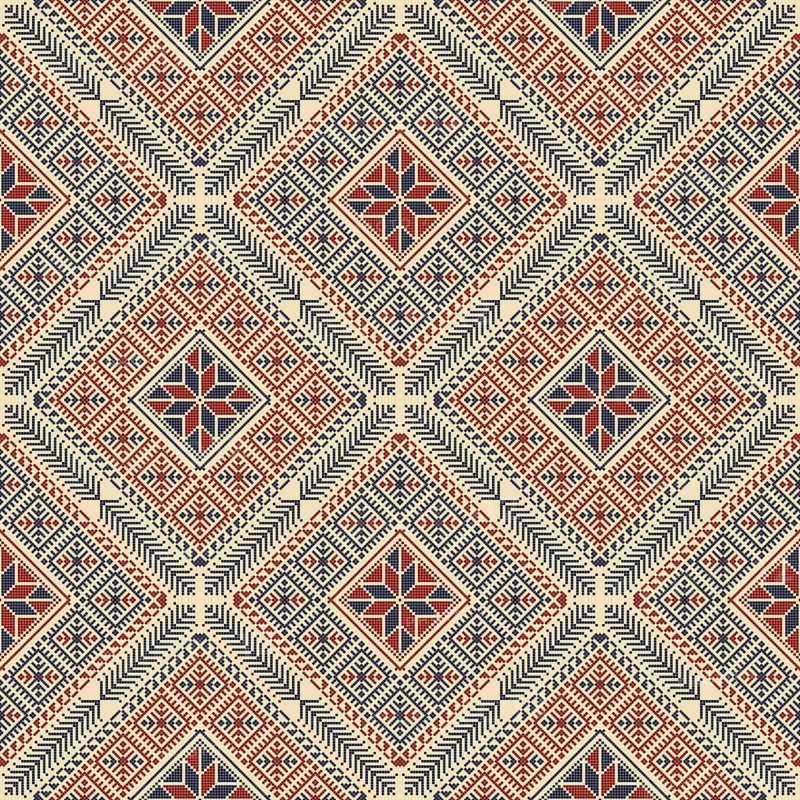 Embroidery Tatreez pattern, Palestinian fashion vector ornament