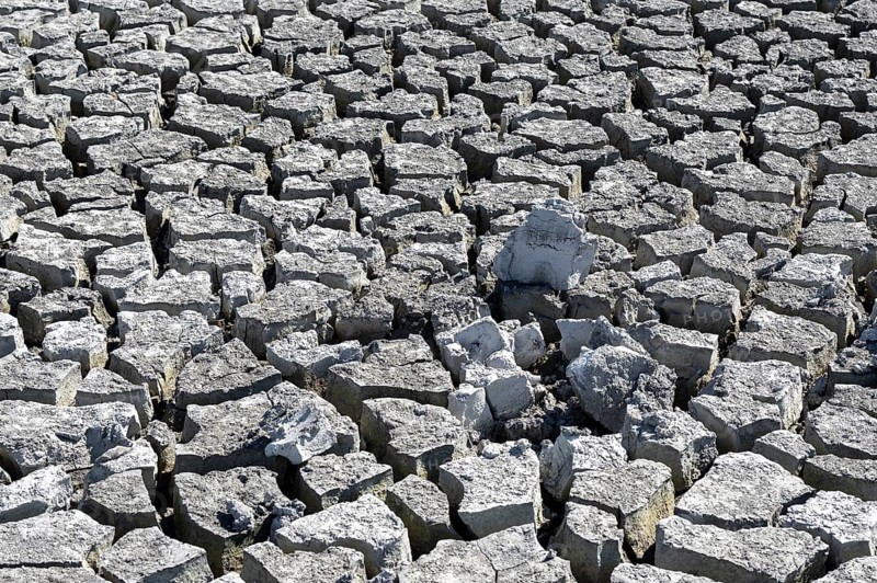 Cracked earth, heavily dried out Zicksee, Lake Neusiedl-Seewinkel National Park, Burgenland, Austria, Europe