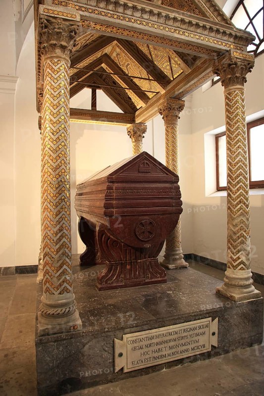 City of Palermo, the Cathedral Maria Santissima Assunta, sarcophagus in the crypt, by Constanza D Altavilla 1095-1154, UNESCO World Heritage Site, Sicily, Italy, Europe