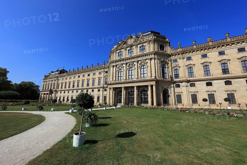 The Würzburg Residence and Court Garden, park side, UNESCO World Heritage Site, Würzburg, Lower Franconia, Bavaria, Germany, Europe