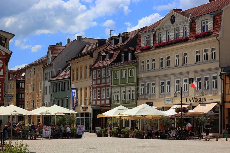 Pedestrian zone and city centre, Meiningen, Schmalkalden-Meiningen County, Thuringia, Germany, Europe