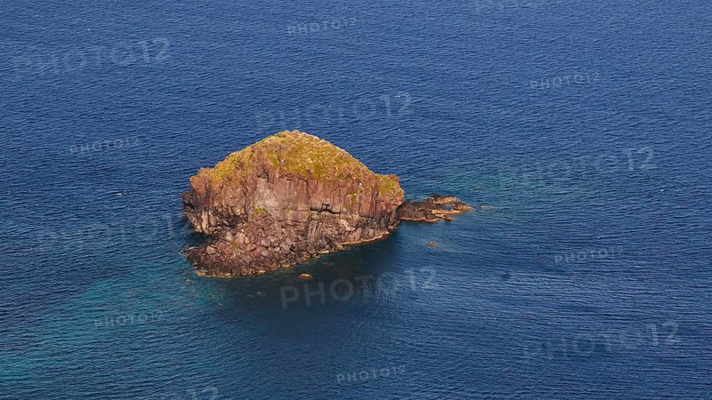 Rocky islet, near, Scoglio Faraglione, Spiaggia di Pollara, Pollara beach, Pollara, Salina, Aeolian Islands, Sicily, Italy, Europe