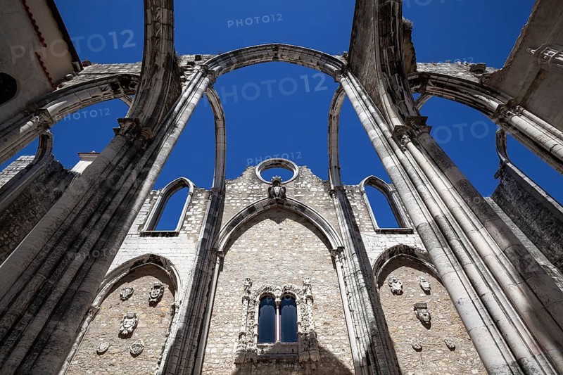Ruins of the monastery church of the former convent of the Carmelite order, Convento do Carmo, Chiado district, Lisbon, Portugal, Europe