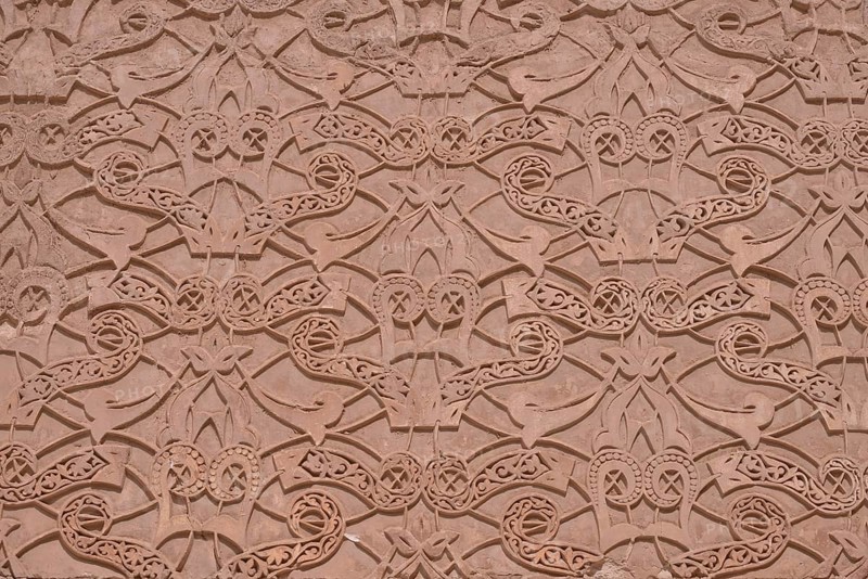 Wall relief, Ali Ben Youssef Madrasa, historic center, Marrakesh, Marrakesh-Tensift-El Haouz region, Morocco, Africa