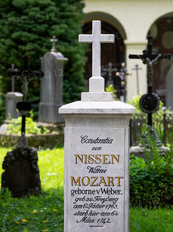 Grave of Leopold and Constanze Mozart, Sebastian Cemetery, Church of Saint Sebastian, Salzburg, Austria, Europe