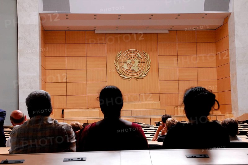 Visitors, UNO, UN, League of Nations Hall, Assembly Hall, Palais des Nations, United Nations, Geneva, Canton of Geneva, Switzerland, Europe