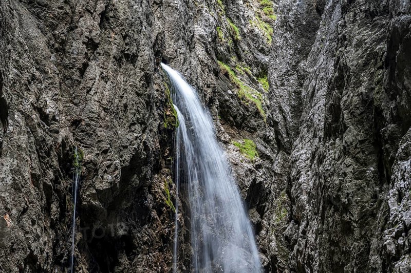 Waterfall, Hammersbach flows through Höllentalklamm, near Garmisch-Partenkirchen, Werdenfelser Land, Upper Bavaria, Bavaria, Germany, Europe