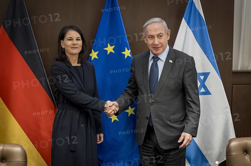 Annalena Bärbock (Alliance 90/The Greens), Federal Foreign Minister, photographed during her visit to Israel. Here she meets Israeli Prime Minister Benjamin Netanyahu. 'Photographed on behalf of the Federal Foreign Office'