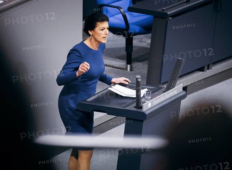 Sahra Wagenknecht, Non-attached Member, recorded during a debate in the German Bundestag on Epl 04, 22 Federal Chancellor and Federal Chancellery, Independent Control Council in the German Bundestag in Berlin, 31 January 2024