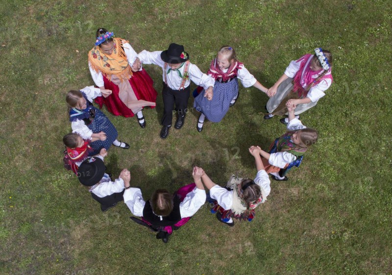 The traditional traditional costume dances is the motto of the Sorbian traditional costume dance festival in Lübben. Sorbian dance group dances in historical Sorbian costume, 21 June 2015, Lübben, Brandenburg, Germany, Europe