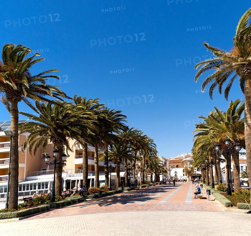 Balcon de Europa terrace in the centre of the popular holiday resort town of Nerja, Malaga province, Spain, Europe