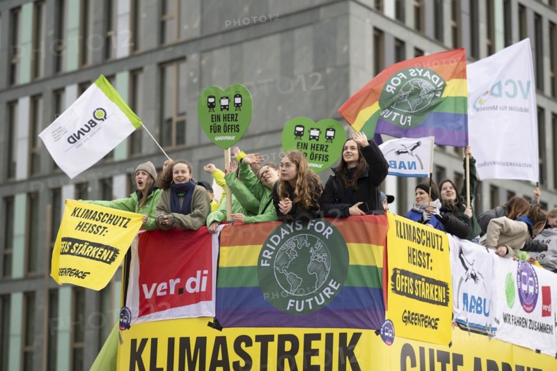 Joint strike by Fridays for Future and local transport workers from the ver.di trade union, in Berlin, 1 March 2024