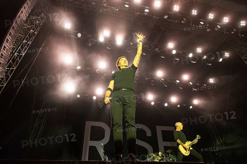 Tim McIlrath, singer of Rise Against at the Highfield Festival on Saturday, Störmthaler See, 17.08.2024