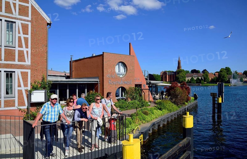 Europe, Germany, Mecklenburg-Western Pomerania, island town of Malchow, Lake Malchow, at the swing bridge, Malchow, Mecklenburg-Western Pomerania, Germany, Europe