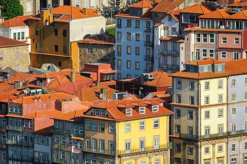 View of Portuguese traditional colorful houses in Porto city, Portugal, Europe