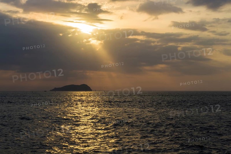 Beautiful sunset over the sea in the marine reserve
