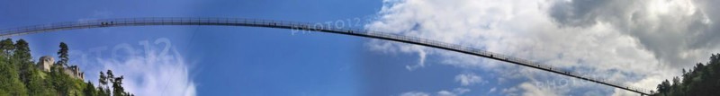 The Highline 179 in Reutte, Tyrol. It is one of the longest pedestrian suspension bridges in the world