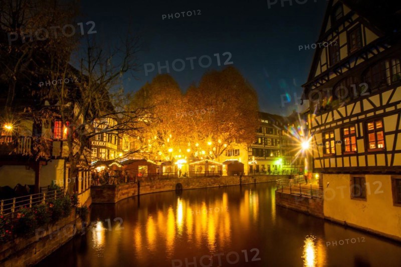 Strasbourg at Christmas time: La Petite France neighbourhood after dark
