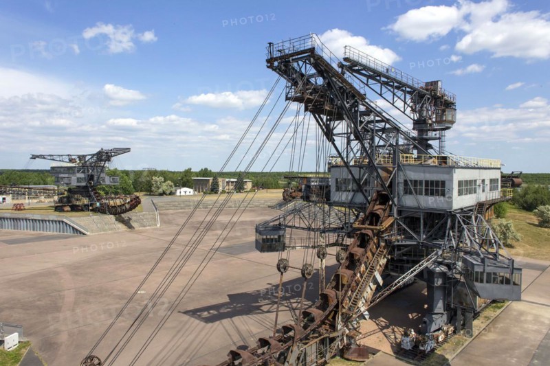 Ferropolis, the city of iron, consists of five old bucket-wheel and bucket-chain excavators. They are located on a peninsula in Lake Gremlin. Lignite was mined here until 1991. Ferropolis is now a museum of industrial history, Gräfenhainichen, 11.06.2015., Gräfenhainichen, Saxony-Anhalt, Germany, Europe
